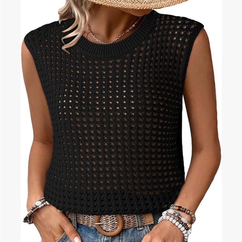 Black Sleeveless Knit Top